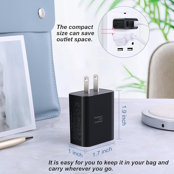 Dual USB Wall Charger, Costyle 3 Pack 30W 2 Ports Adaptive Fast Charging Block Quick Fast Charger 3.0 & 5V 2.4A Wall Plug Compatible iPhone 13 12 11 XS Max,Galaxy A16 S10 S9,Note 9 10,Pixel (Black)
