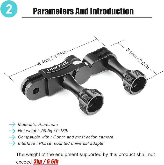 Aluminum Ball gopro Handlebar Mount, 360 Rotation and Lock Any Direction, Shock-Resistant, Compatible with Gopro Hero 13 12 11 10 9 8 DJI Osmo Insta360 AKASO and Other Action Camera