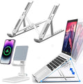 KLAQQED Portable Aluminum Laptop & Phone Stand, Adjustable, Foldable, Ergonomic, for MacBook, iPad, Tablets & Smartphones, Office Desk Accessories