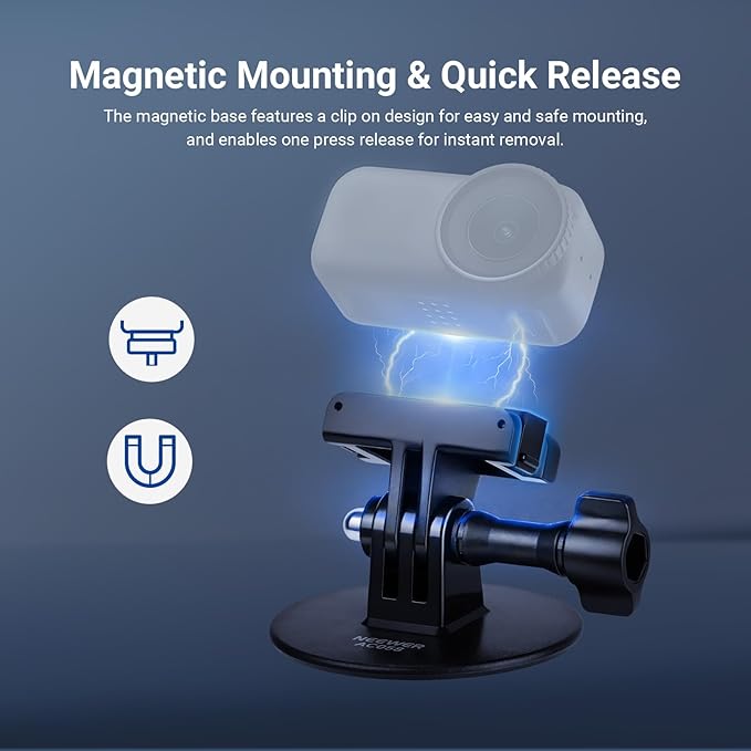NEEWER Adhesive Base Mount Kit Compatible with DJI Osmo Nano/Osmo 360/Action 6 5 Pro 4 3, Magnetic Quick Release Adapter Stand Bracket Action Camera Accessories for POV Video Recording, AC058