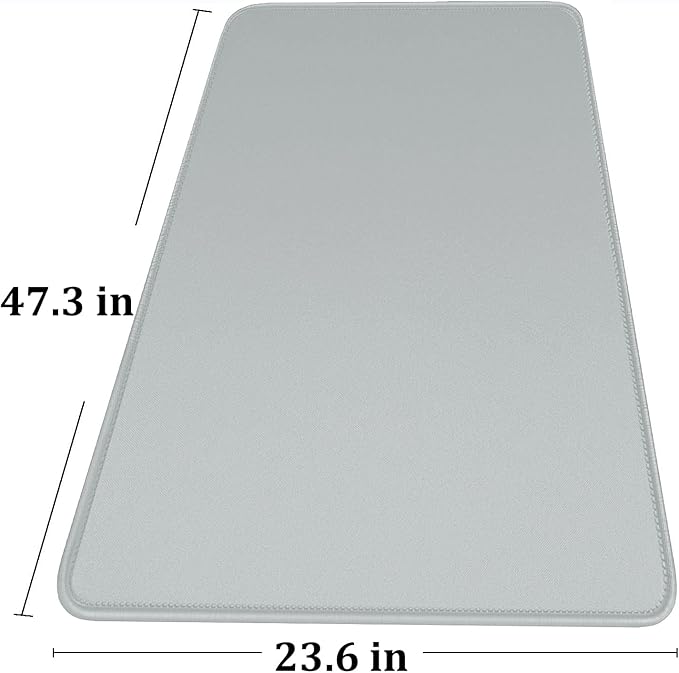 Large Extended Gaming Mouse Pad with Stitched Edges, 47.3 X 23.6 in Desk Pad Durable Non-Slip Natural Rubber Base, Waterproof Computer Keyboard Mat for Esports Pros, Gamer, Desktop, Grey