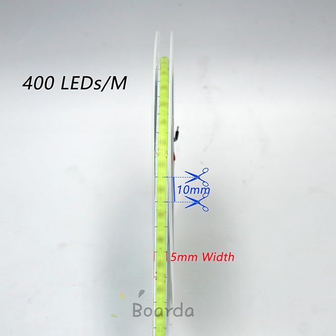 5mm COB LED Strip ,12V 400LEDs/m RA>90 High CRI LED Tape Light,Multiple color options, Cuttable Flexible,16.4FT 2000LEDs IP30 COB LED Light for Indoor House Kitchen Room Decor (Ice Blue)