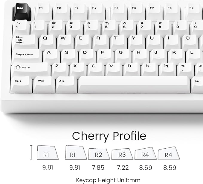 MONSGEEK M1 V5 Aluminum Mechanical Keyboard 75% Quick Release Gaming Keyboard Blcak on White with Knob 8000 mAh RGB Hot-swappable Pre-lubed Cilantro Switch, Piano Switch