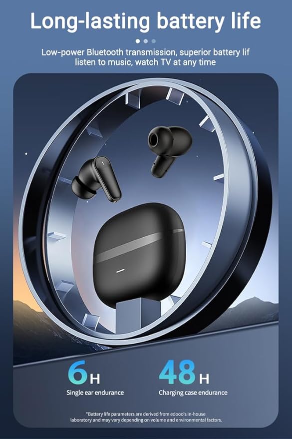 Piluyaa Wireless Earbuds Bluetooth 5.4 Headphones in Ear Buds, True ANC+ENC Noise Cancelling Earbuds, HiFi Stereo Deep Bass Earphones for Sports/Workout-Black