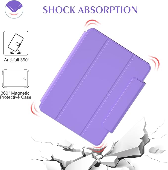 ZENLU iPad Pro 11" M4 M5 Case with Removable Magnetic Folio Cover, Premium PU Leather, Multiple Angles Stand, Pencil Slot Charging Support, Full Protective Case for iPad Pro 11" 2025 2024 (Purple)