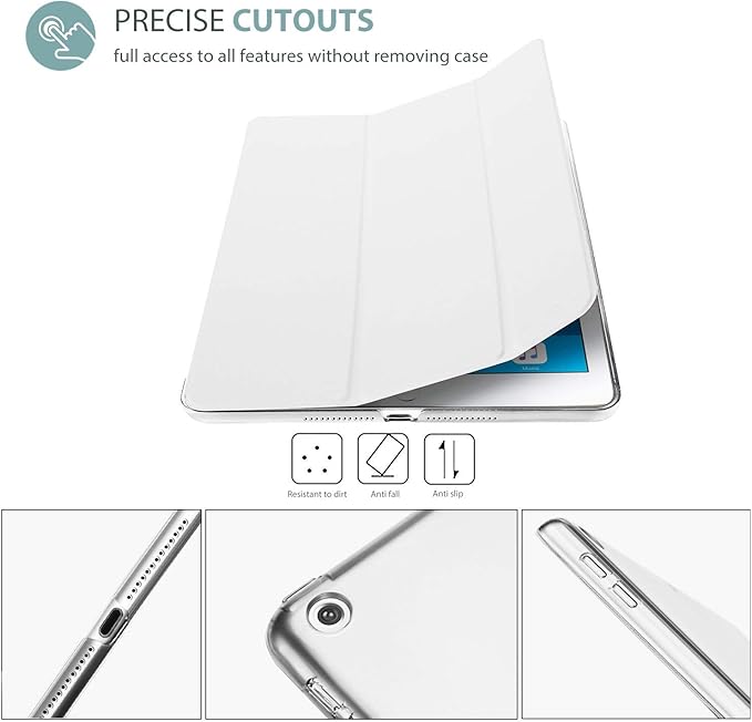 ProCase Smart Case for iPad 9.7 Inch iPad 6th/5th Generation 2018 2017(Model: A1893 A1954 A1822 A1823), Ultra Slim Lightweight Stand Cover with Translucent Frosted Back -White