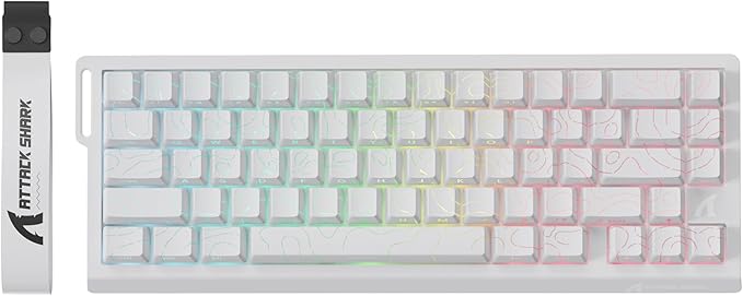 ATTACK SHARK X68 PRO HE Wireless Rapid Trigger Gaming Keyboard with Adjustable Actuation,8K Polling Rate,Hall Effect Magnetic Switch,Hot-Swap,RGB Backlit,BT/2.4GHz/Wired,for FPS Games-White