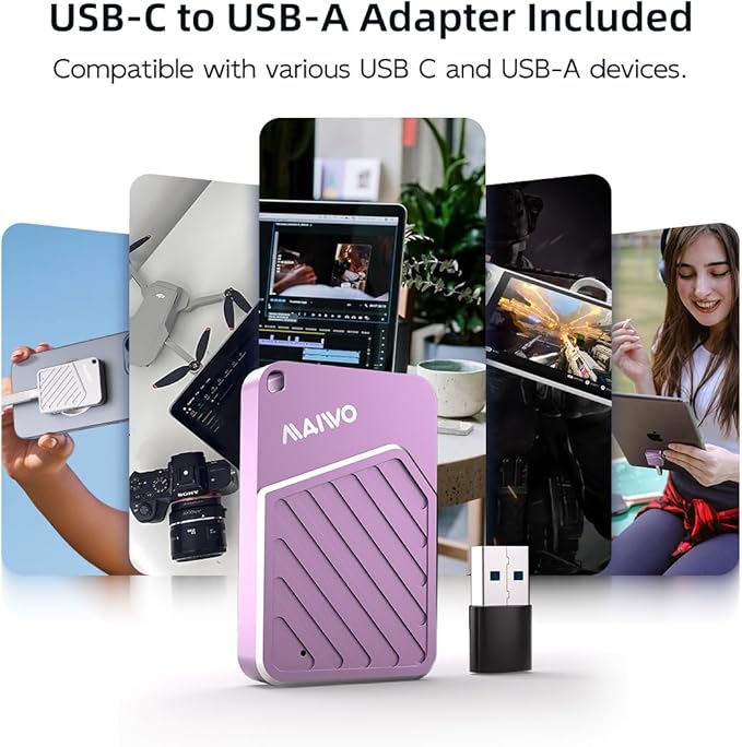 MAIWO 512GB Magnetic Portable SSD 2050MB/s USB C 3.2 GEN2x2, External Solid State Drive for iPhone15/16/17/Mac/iPad/Android/Windows, Aluminum, Support 4K ProRes Video Record