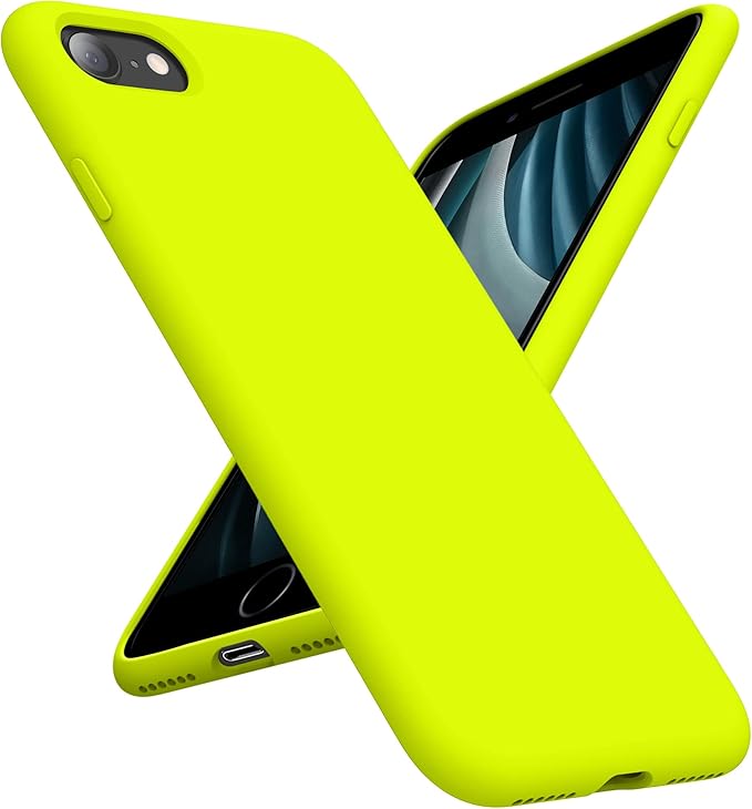 OTOFLY for iPhone SE Case 2022/2020,iPhone 8/7 [Shockproof Silicone] [Military Grade Drop Tested] [Anti-Fingerprint & Anti-Slip] Phone Case for 4.7 Inch- Fluorescent Yellow