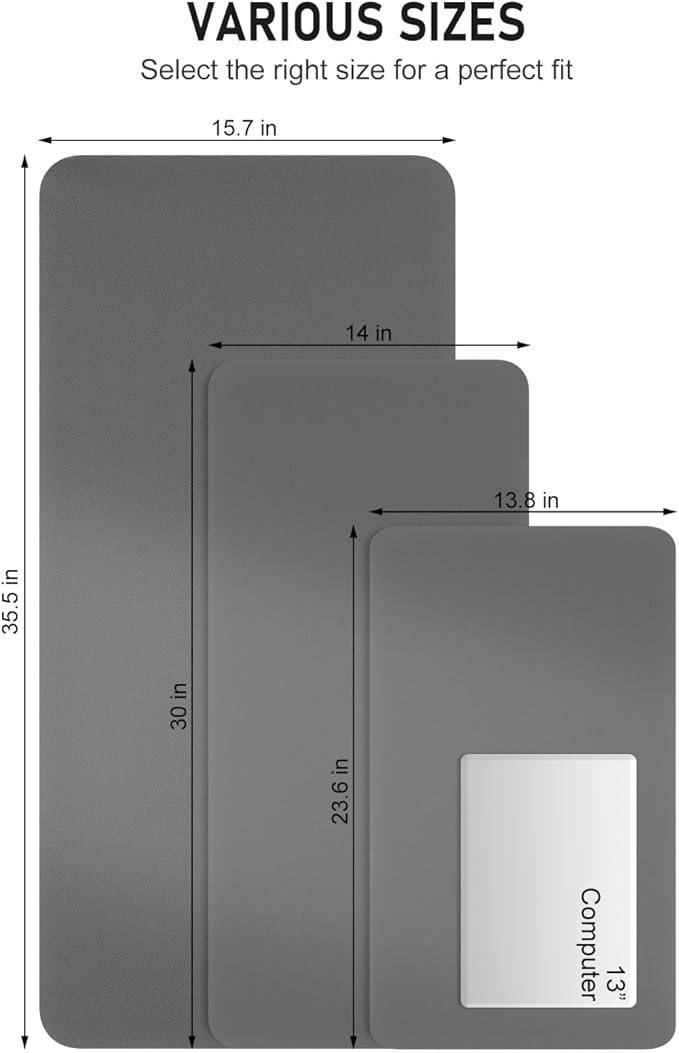 Desk Pad, 30" x 14" PU Leather Non-Slip Desk Mat Large Mouse Pad for Desktop, Waterproof Laptop Computer Writing Mat for Office, Home, Work, Gaming, Space Gray