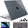 May Chen Compatible with Microsoft Surface Laptop Go 3 Go 2 Go 1 12.4 Inch Model 1943 2013 (2023 2022 2020 Release), Plastic Hard Shell Case with Screen Protector + Keyboard Cover, Crystal Black