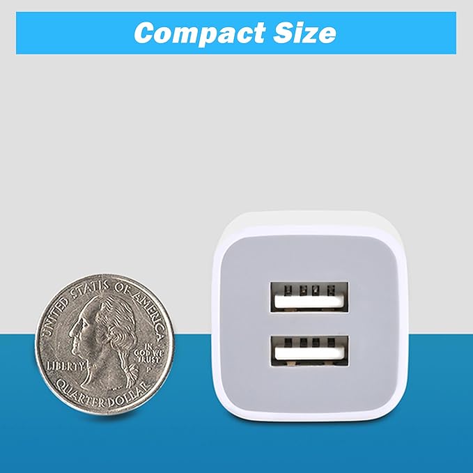 X-EDITION USB Wall Charger, 4-Pack 2.1A Dual Port USB Cube Power Adapter Charger Plug Charging Blocks Brick for iPhone 16e/16/15/14/13/12/11/XS/X/8/7/6 Plus, Watch Series/Ultra, Galaxy, Moto, Android