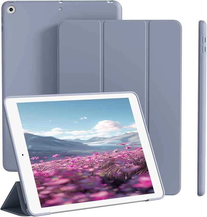 Smart Case for iPad 10.2 Inch 2021/2020/2019, for iPad 9th/8th/7th Generation Without Pencil Holder, Shockproof Cover with Soft TPU Back, Thin& Lightweight, Auto Sleep/Wake, Purple