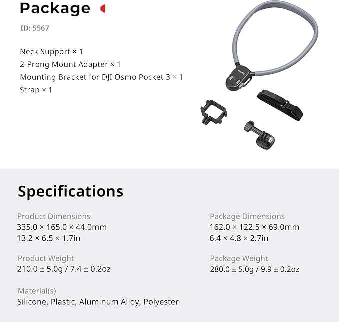 SMALLRIG Magnetic Neck Mount for DJI Pocket 4/3/OSMO 360/Nano/Action 6/5 Pro/4, for GoPro Hero 13/12/11/10, for Insta 360 X5/X4/X3/Ace Pro 2, Action Camera Chest Mount for Hands-Free POV Vlogging-5567