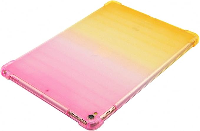 Translucent Frosted TPU Back Case for Apple iPad Air 3 (3rd Gen) 10.5" 2019 and iPad Pro 10.5" (2017) Gradient Color Impact Resistant Corner Protection Shockproof Cover, Pink & Yellow