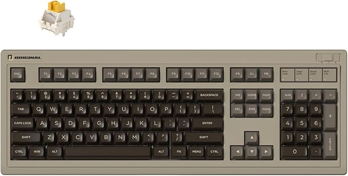 FL·ESPORTS OG104 Retro Tri-Mode Mechanical Keyboard, 104 Keys Heavy Gaming Keyboard, Hot Swappable, SA Profile PBT Keycaps, 4000mAh for Mac/PC - Pre-lubed Creamy Linear Switches | Brown