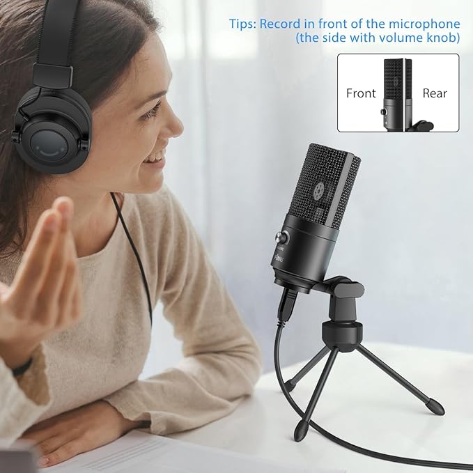 FIFINE USB Microphone, Metal Condenser Recording Microphone for MAC OS, Windows, Cardioid Laptop Mic for Recording Vocals, Voice Overs, Streaming, Meeting and YouTube Videos-K669B