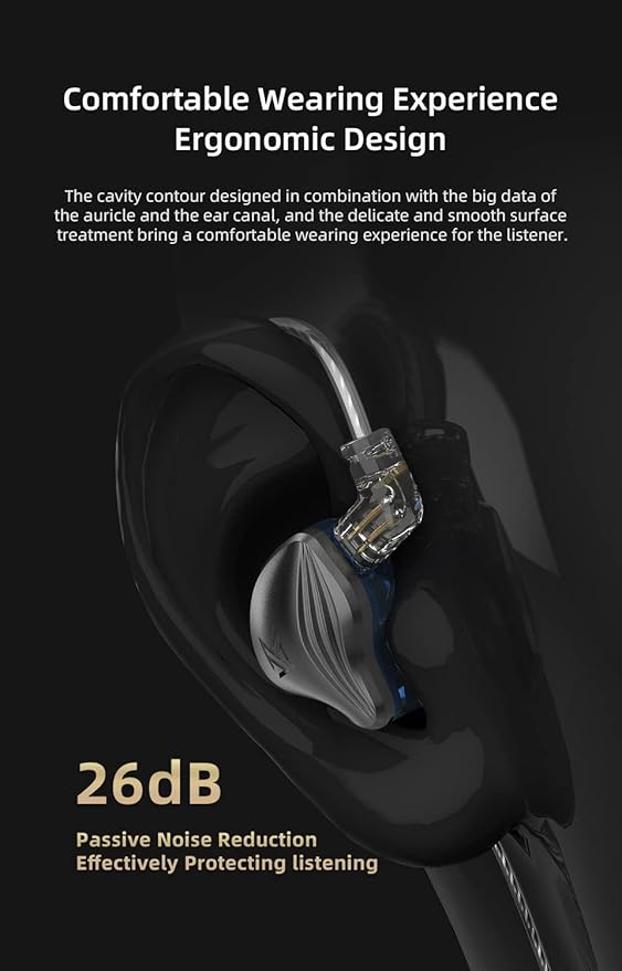 KZ ZEX Earbuds 1 electrostatic + 1 Dynamic Earphone in Ear Monitor Headphone with Detachable Cables Suitable for Audio Engineer, Musician (Rose Gold, Without Mic)