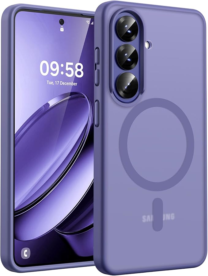 TOCOL for Samsung Galaxy S26 Case, Compatible with Magsafe, Full Camera Protection, Built-in Magnetic Ring, Drop Protection, Translucent Matte Phone Case for S26 (Lavender Gray)