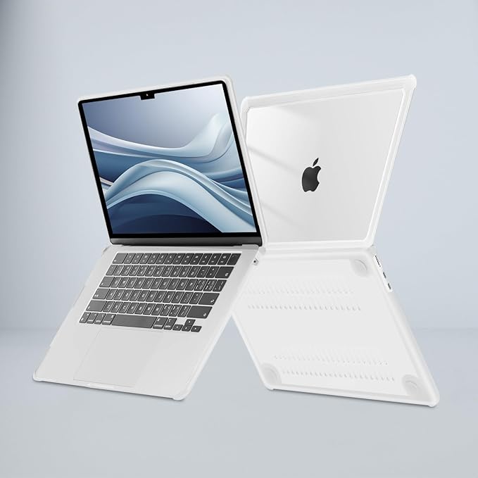 MOSISO Shock-Absorbing Hard Case Compatible with MacBook Air 15 inch M5 2026 M4 M3 M2 2025-2023 A3448 A3241 A3114 A2941,Anti-Cracking Heavy Duty Hard Shell with TPU Bumper&Keyboard Cover,Crystal Clear