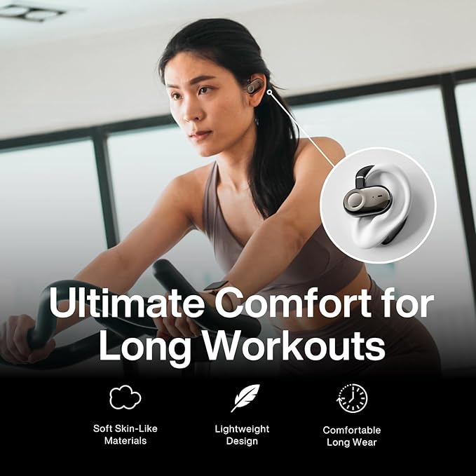 MINDBEAST Open Ear Earbuds with Bi-Axial Adjustment Fit and Immersive Sound, Bluetooth Wireless Headphones Ear Buds for Outdoor Exercise, Gym, and Conference Calls, Long Battery Life OpenBass Fit