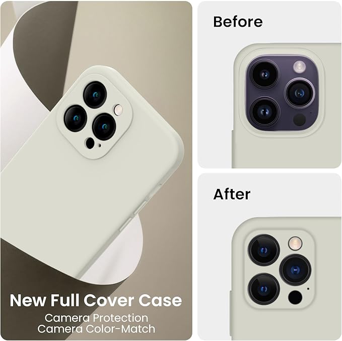 FireNova Designed for iPhone 14 Pro Max Case, Silicone Upgraded [Camera Protection] Case, Soft Anti-Scratch Microfiber Lining Inside, 6.7 inch, Stone