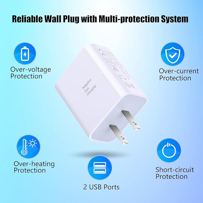 Double USB Wall Charger, Costyle 3 Pack 30W Dual Ports USB Fast Charger Block Quick Fast Charge 3.0 Power Adapter & 5V 2.4A Wall Plug for iPhone 12 11 XR X SE, Samsung S9 S10 S20, Tablet(White)