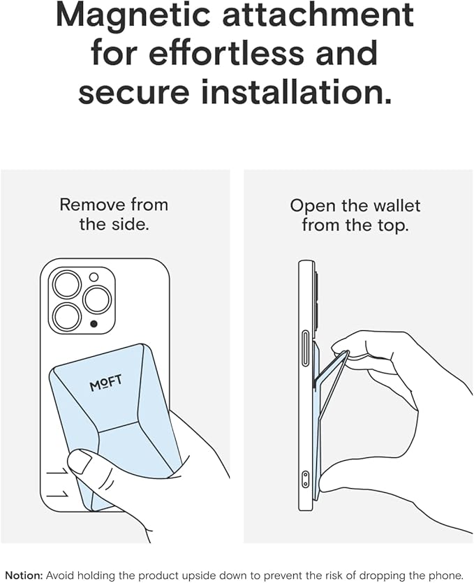 MOFT Magnetic Wallet Stand Compatible with iPhone 16/15/14/13/12 Series, Angle Adjustment & Magsafe Compatible MOVAS Phone Stand, Soothing Mist