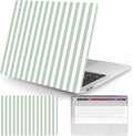 Seorsok Compatible with MacBook Pro 13 inch Case M2 2023,2022,2021-2016 A2338 M1 A2251 A2289 A2159 A1989 A1708 A1706,Cute Striped Plastic Hard Shell Case with Keyboard Cover,Green & White Stripes