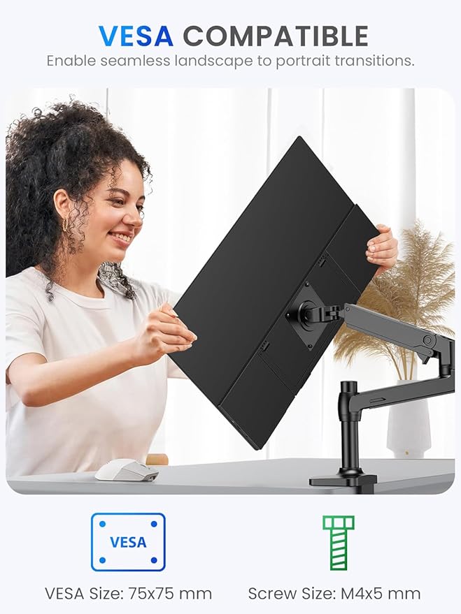 UPERFECT 21.5” 120HZ Portable Monitor w/Stand & VESA, Large Portable Gaming Monitor with HDMI Type C, External Dispaly for Laptops, Steamdeck, MacBook, Phones, Mini PC
