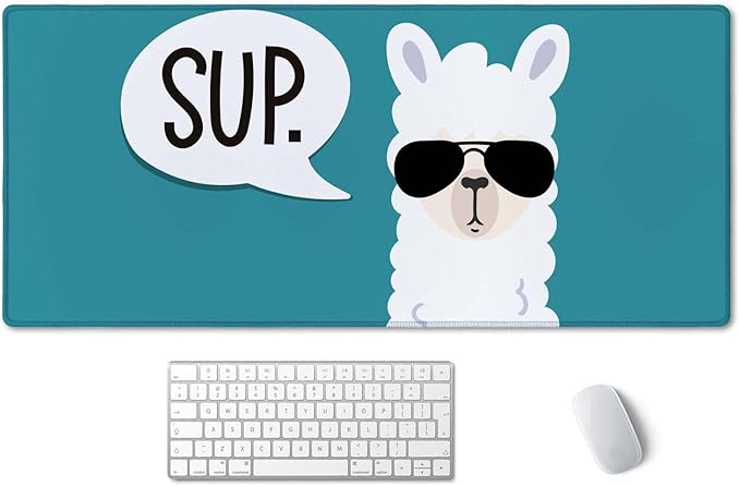 SSOIU Extended Mouse Pad, XXL Gaming Mouse Pads, Large Big Mousepad Laptop Computer Keyboard Mat Desk Pad with Non-Slip Base Stitched Edge for Gaming Office, 35.5 x 15.7 inch, Sup Llama