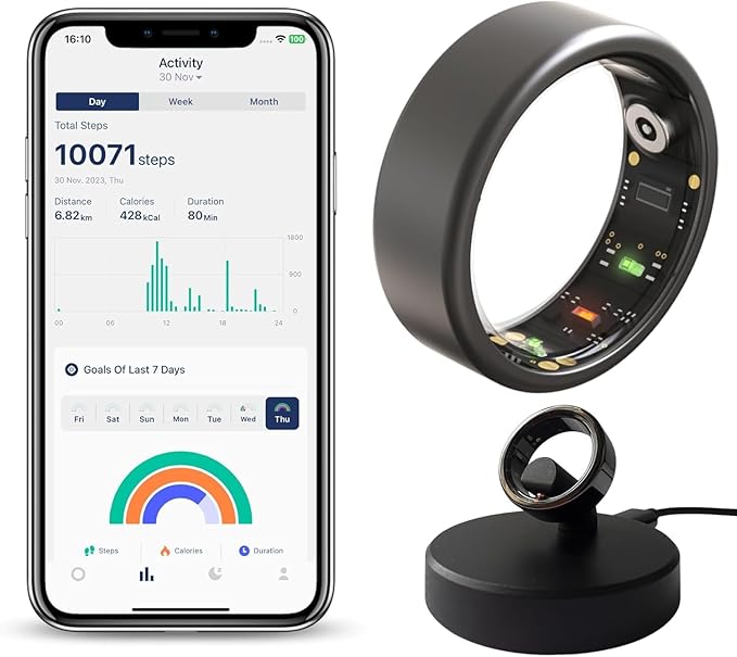 2026 Smart Ring for Women & Men Health Fitness Tracker for Daily Activity Workouts | Heart Rate Sleep Blood Oxygen Steps Cycle Monitoring Meditation | No Subscription Required (Black, #12)