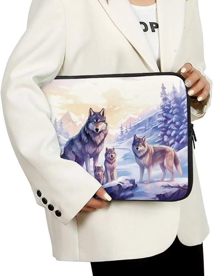 Cool Wolf Laptop Sleeve for Women 13 inch Lap Top Case Portable Laptop Accessories with Versatile Uses Computer Sleeve Laptop Pouch Ideal Gifts for Holidays Purple