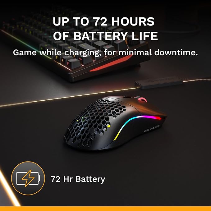 GLORIOUS Model O Classic Wireless PC Gaming Mouse - Low Latency, 19k DPI Sensor, Lightweight Honeycomb 69g, Customizable RGB, 100M Click Mechanical Switches, Programmable Buttons - Black