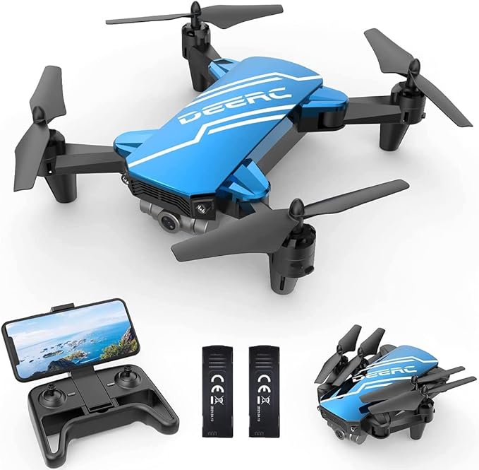 DEERC D20 Mini Drone for Kids with 720P HD FPV Camera Remote Control Toys Gifts for Boys Girls with Altitude Hold, Headless Mode, One Key Start Speed Adjustment, 3D Flips 2 Batteries, Blue