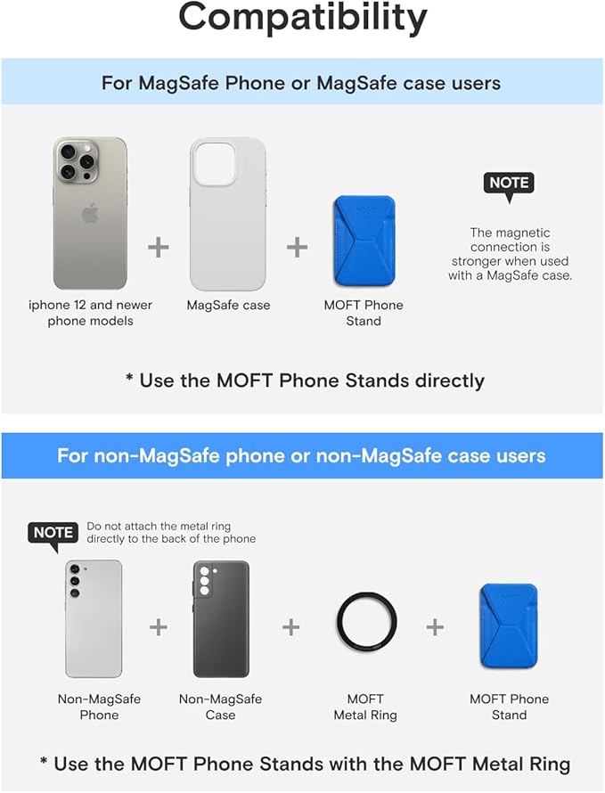 MOFT Magnetic Wallet Stand Compatible with iPhone 17/16/15/14/13/12 Series, Angle Adjustment & Magsafe Compatible MOVAS Phone Stand,Sapphire