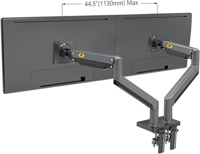 NB North Bayou Dual Monitor Arm Ultra Wide Full Motion Swivel Monitor Mount for 22''-32'' Monitors Load Capacity from 4.4 to 26.4lbs for Each Arm Height Adjustable Monitor Stand G35
