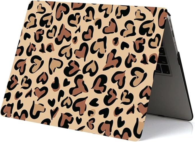 Laptop Cover Compatible with MacBook Air 11 inch Case 2015 2014 2013 2012 2011 2010 Release Model A1465 A1370, Hard Plastic Protective Shell Cover Case with Keyboard Skin, Heart Leopard