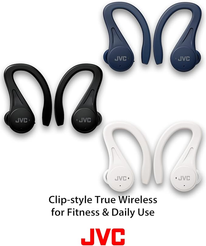 JVC Sport True Wireless Earbuds Headphones, Lightweight and Compact, Long Battery Life (up to 30 Hours), High Quality Sound with Neodymium Magnet Driver, Water Resistance (IPX5) - HAEC25TB (Black)