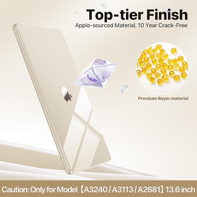 Soonjet Compatible with MacBook Air 13 inch Case, Crystal Clear Shell, Fits 2022-2026 M5/M4/M3/M2 A3449 A3240 A3113 A2681, Color-Matched Transparent Design for All MacBook Air 13.6 inch