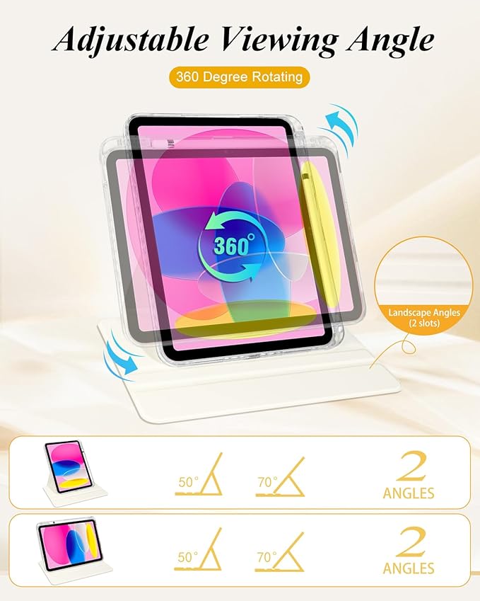 Shorogyt for iPad Air 11 Inch Case Air M4 2026, 8th Gen/M3 2025/M2/Air 5th Generation 2022/Air 4th Gen 2020/Pro 11 Inch Case Magnetic Stand for Women - Cute 360 Degree Rotating Covers Girls Flower