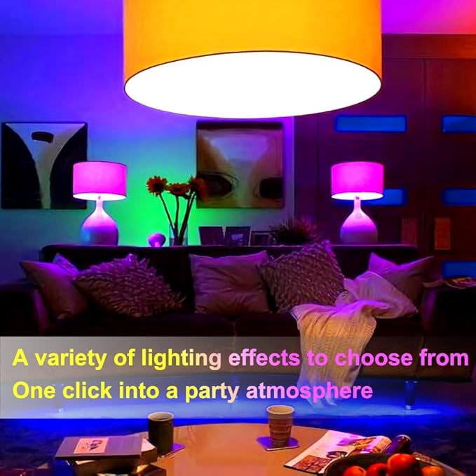 RGBCW E26 Smart Light LED Bulb with a 2.4GHz Remote Control 12W 1000lm Color Changing for Bedroom, Mood Soothing,100W Equivalent,Dimmable 1% to 100% 3000-6500K,2 Bulb & 1Remote