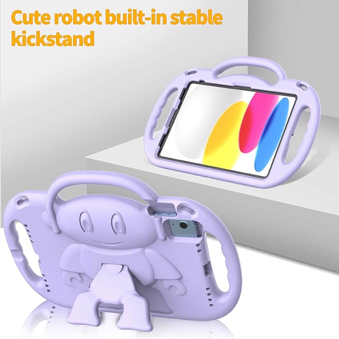 Kids Case for iPad 11th Generation (A16) 11" 2025 & 10th Gen 10.9" 2022 & iPad Air 11" 2025/2024 & Air 5th/4th Gen & Pro 11, Durable Protective Cover with Shoulder Strap Handle Stand, Lavender