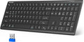 TECKNET Bluetooth Keyboard Rechargeable, 4-Device (2.4G+BT) Wireless Keyboard, Full Size Computer Keyboard with Stand, Ultra-Slim Quiet Typing, for PC/Laptop/Smart TV/Phone/Tablet, 12 Hotkeys