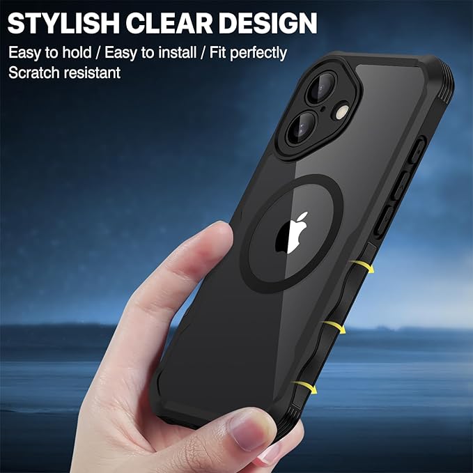 CENHUFO Magnetic Privacy for iPhone 17 Case [Compatible with Magsafe] Full Body Phone Case Built-in 9H Tempered Glass Privacy Screen Protector Camera Protection Shockproof Bumper Clear Cover -Black