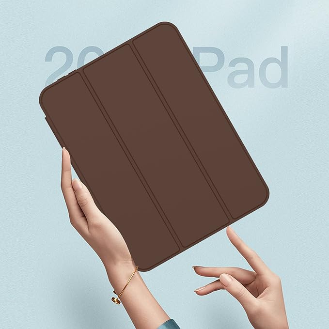 iMieet iPad mini 7 Case 2024 (A17 Pro), iPad mini 6 Case (8.3-Inch,2021 Model), iPad mini 7th/6th Generation Case with Pencil Holder, Trifold Stand Smart Case with Soft TPU Back,Chocolate