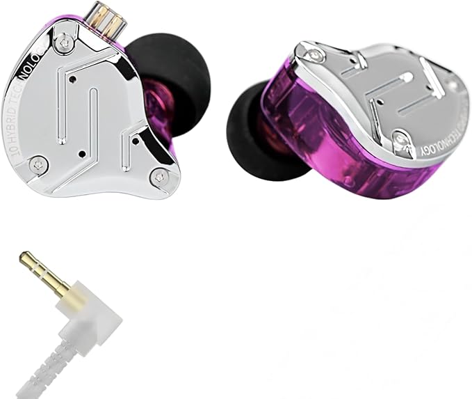 KZ ZS10 PRO in Ear Monitor Headphones, 4BA+1DD 5 Hybrid Driver Gaming Earbuds Wired Earphones, HiFi Clarity Sound Immersive Bass IEMs for Gaming Musician Singer Audiophile (Purple Without Microphone)