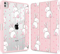 May Chen Case for iPad Pro 11-Inch M5/M4 2025/2024 (6th/5th Generation), [Penceil Holder] Trifold Stand Auto Wake/Sleep Clear TPU Protection Back Cover, Cute Rabbit