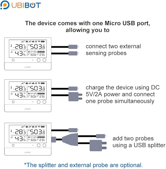DS18B20 Temperature Probe, Waterproof External Probe for Refrigerator,Remote Temperature Monitor for Hot Tub,Swimming Pool,-55 to 125 C,USB Connector (Matches with Ubibot WS1,WS1 Pro only)(3m)