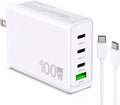 100W USB C Charger Block 4 Port Type C Charging GaN USB C Charger Compatible with MacBook Pro/Air iPad iPhone16/15/14/13 Pro Max Lenovo Hp Dell Asus Acer Galaxy S24/S23 Fast Wall Power Adapter